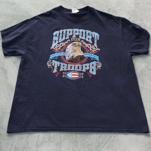 Gildan Crewneck Mens XL Blue Shirt Veteran Support Our Troops American Eagle